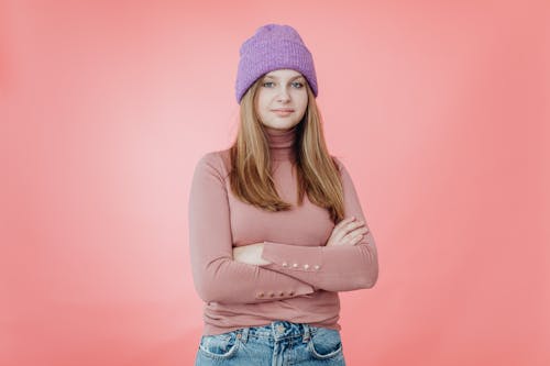 Portrait of an Attractive Girl wearing a Knit Hat