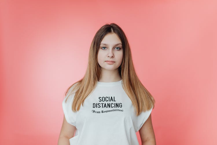 Social Distancing Text On Tshirt