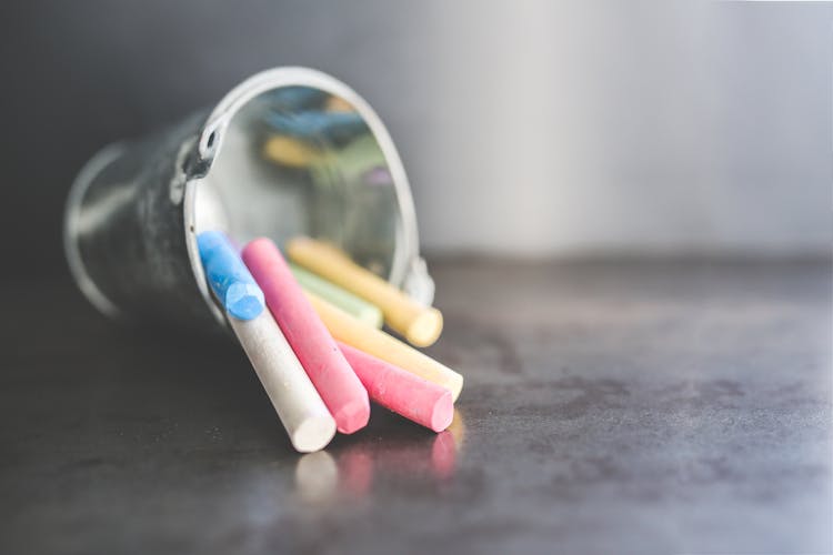 Bucket Of Multi Colored Chalk