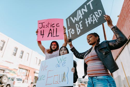 People Holding Human Rights Placards