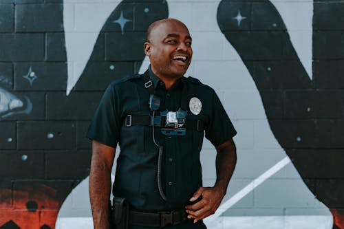 Free A Policeman Laughing  Stock Photo
