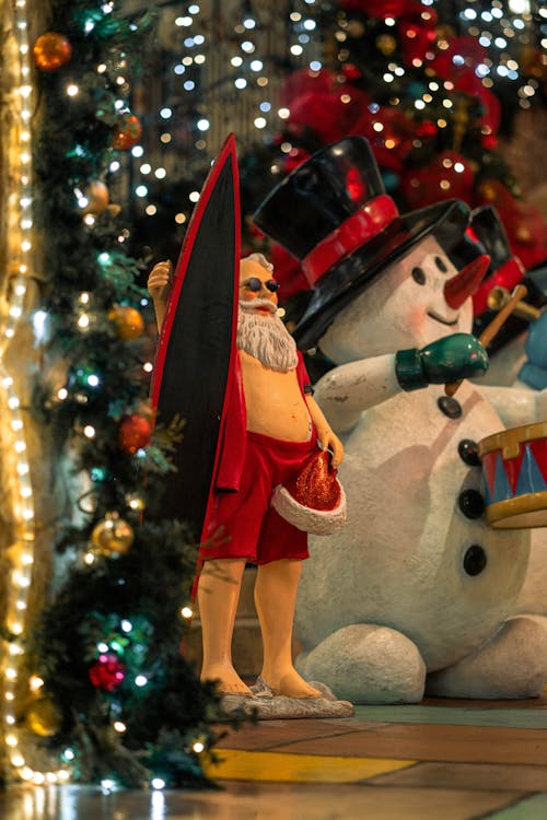 Santa Claus as Surfer Figurine
