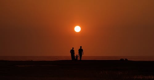 Free Silhouette of Family during Sunset Stock Photo