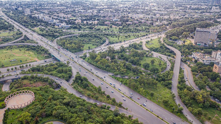  View Of A Busy Highways 