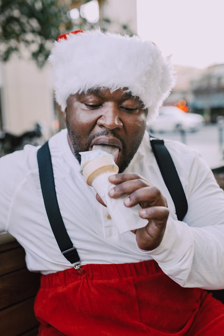 A Man Eating An Ice Cream