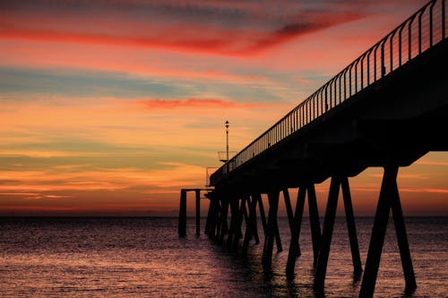 Pier on Sea During Sunset