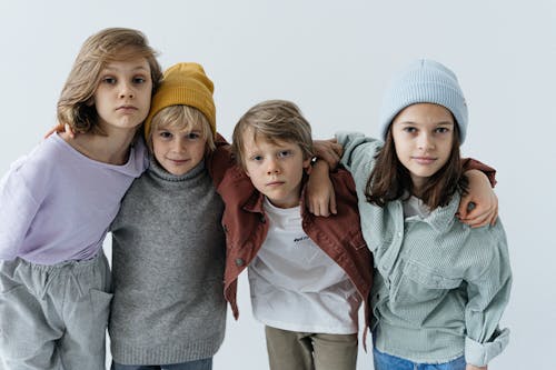 Free Group of Fashionable Kids Stock Photo