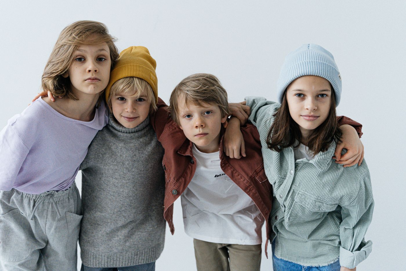 Children wearing colourful casual apparel