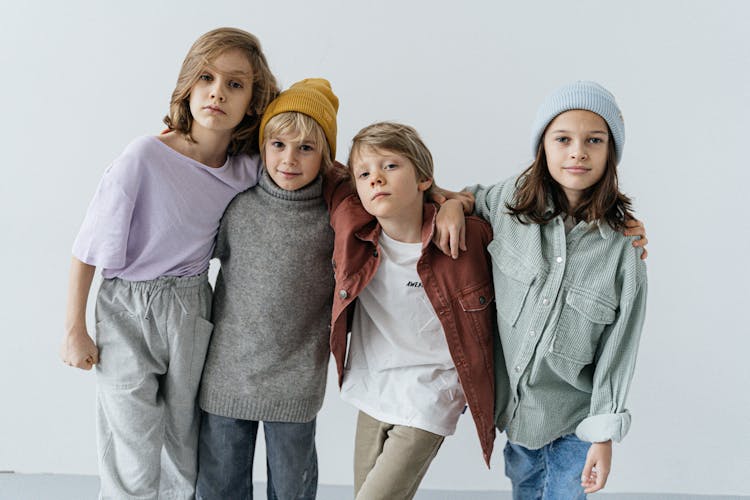 Kids Posing In Casual Clothes