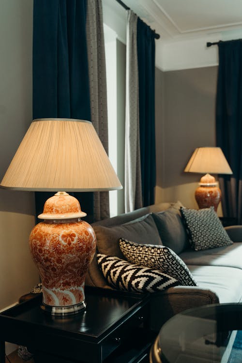 Lamps on Side Tables of Sofa