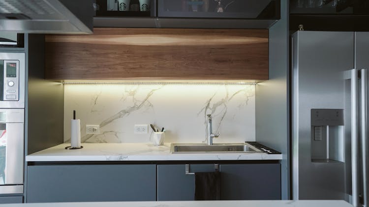 Kitchen Interior With Marble Top Counter