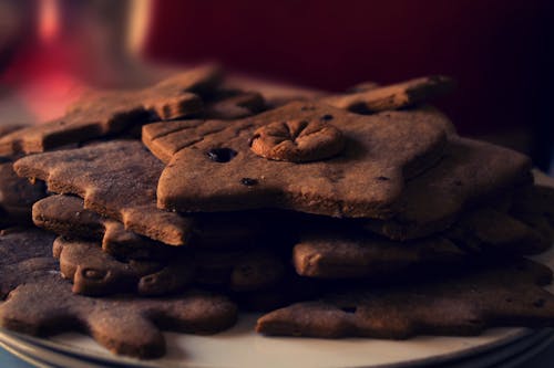 Free Brown Cookies on White Ceramic Plate Stock Photo