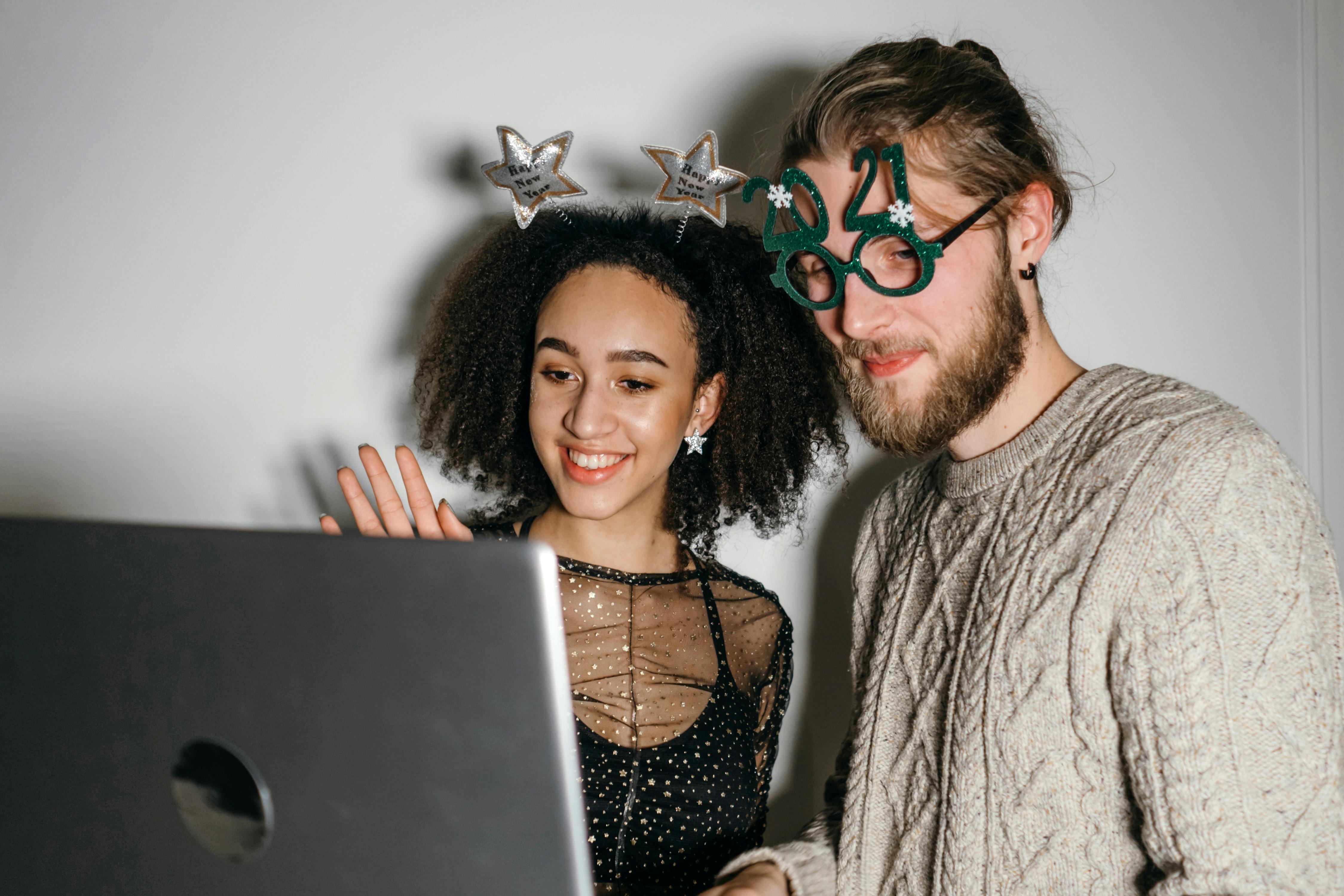 a couple in a video call