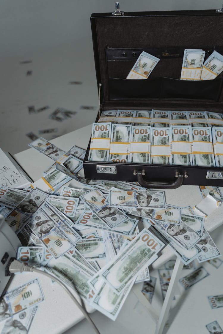 Briefcase With Bundles Of Money