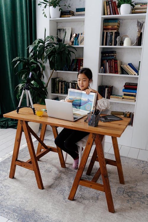 Schoolgirl during Online Class