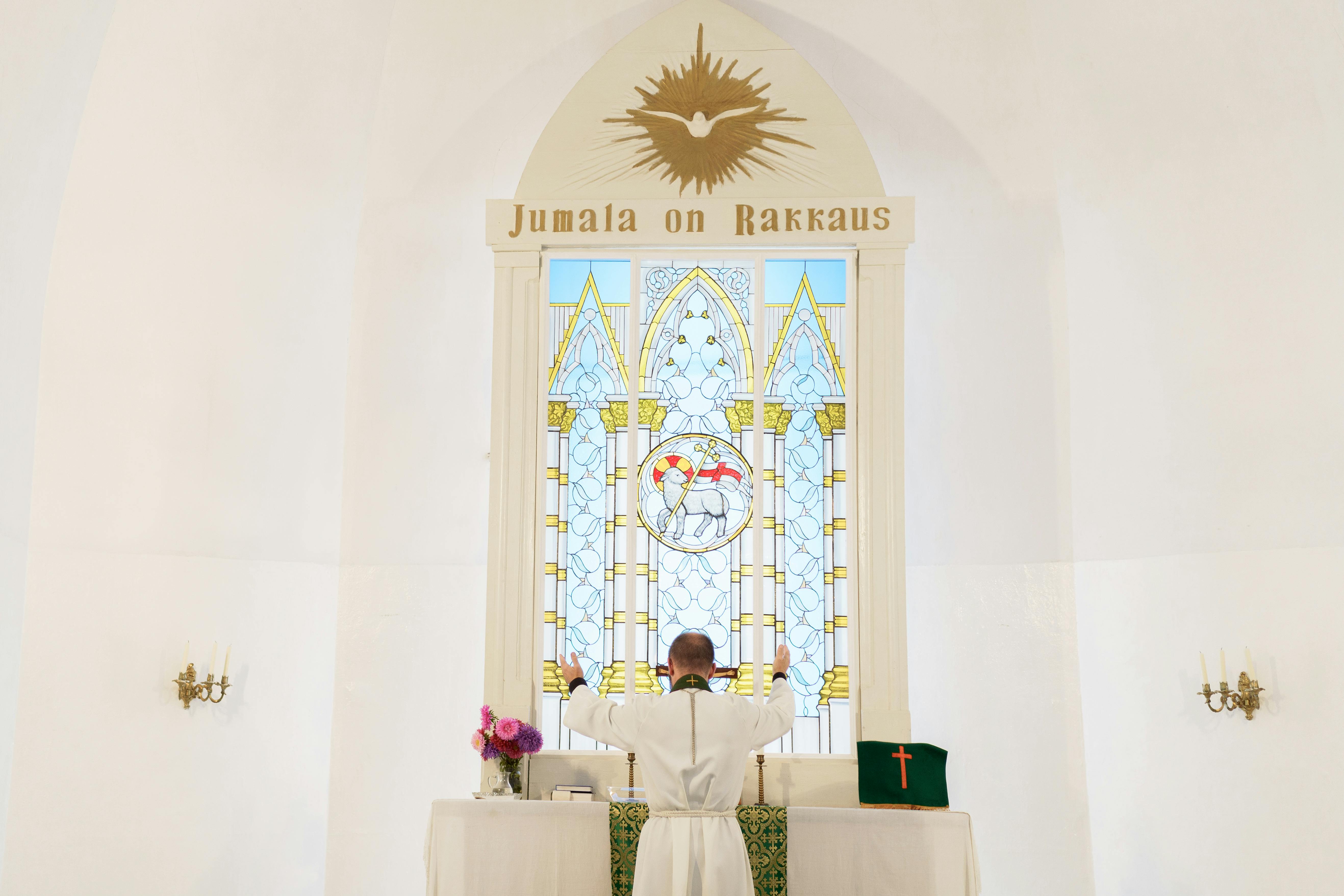 white and gold cathedral interior