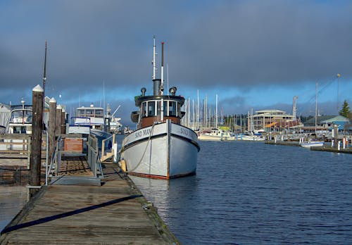 Free Boat Docked in Harbor Stock Photo