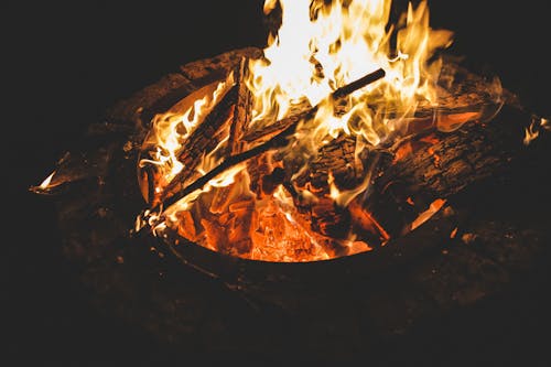Close-Up Photo of Bonfire at Night