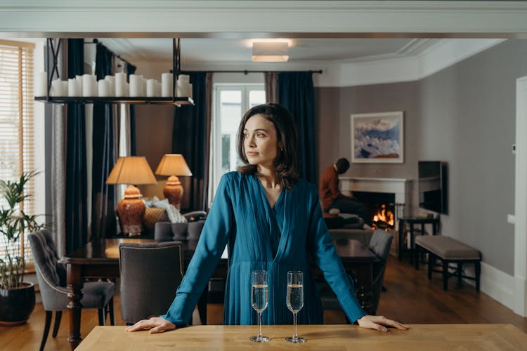 Woman With Glasses Of Champagne 