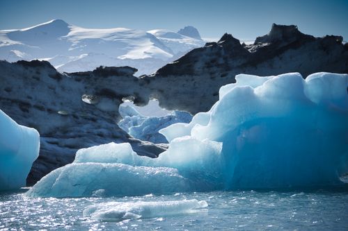 Free Stunning blue icebergs in Iceland's Jökulsárlón Glacier Lagoon captured in winter light. Stock Photo