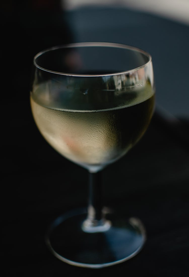 Clear Wine Glass With Liquid