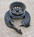 Close-up of a Damaged Rim and Tire