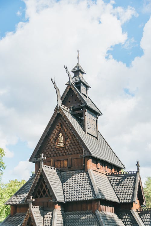 Free Old wooden church under bright sunlight Stock Photo