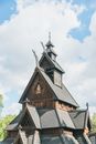 Old wooden church under bright sunlight