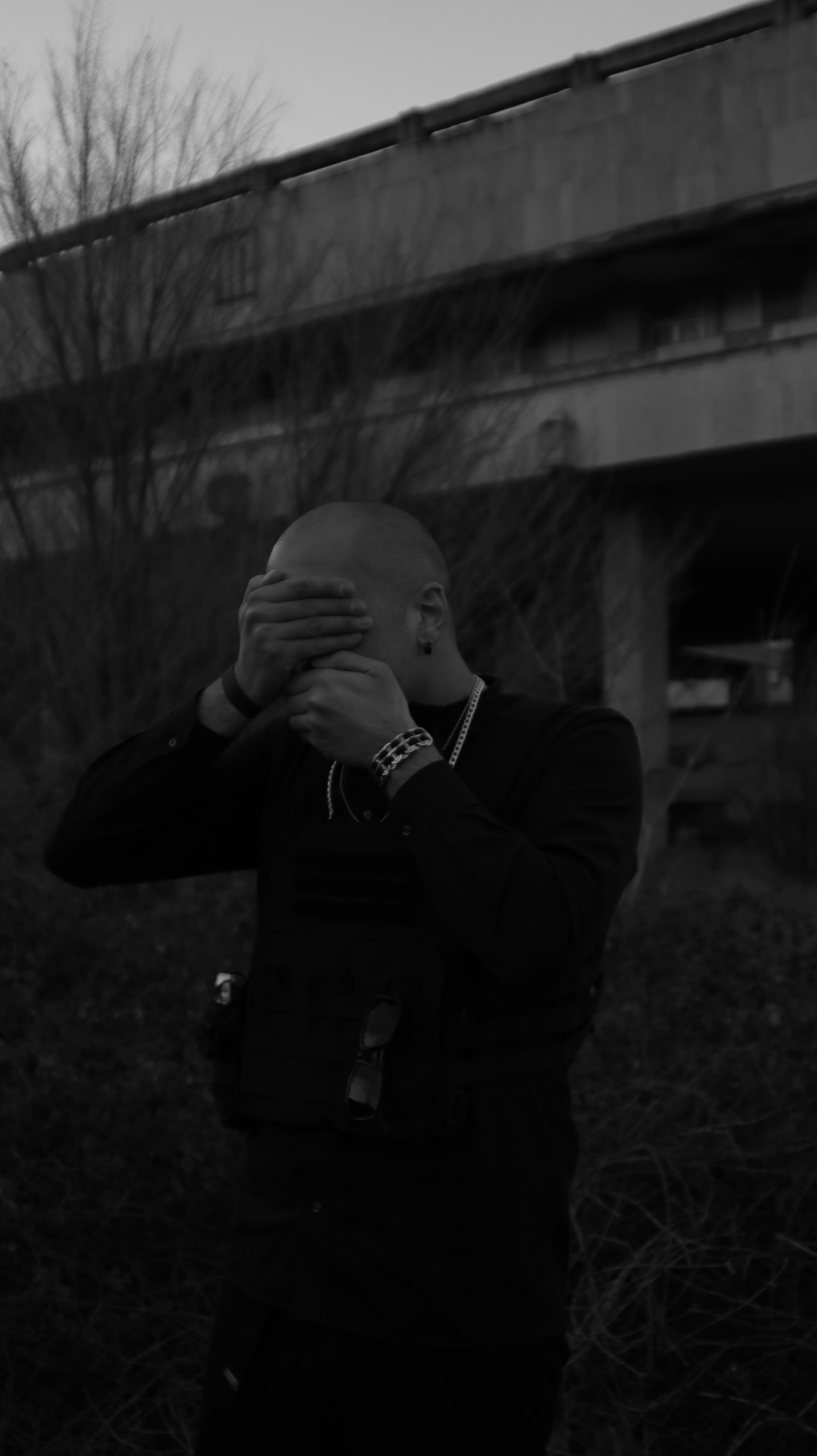 Black and White Photo of a Man Covering His Eyes and His Mouth · Free ...