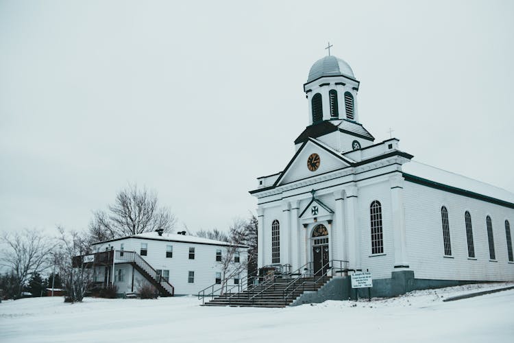 St Josephs Church With Staircase On Winder Day