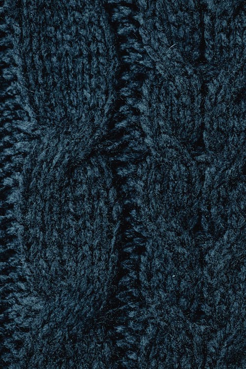 Macro Photography of Dark Blue Wool