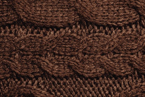 Close-Up Shot of a Brown Knitted Textile