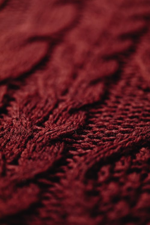 Close-Up Shot of a Red Knitted Textile