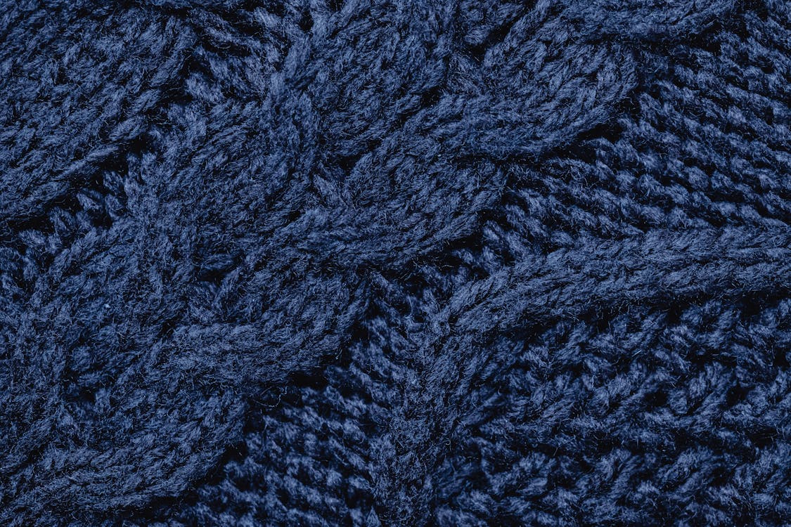 Blue Cable Knit Fabric 
