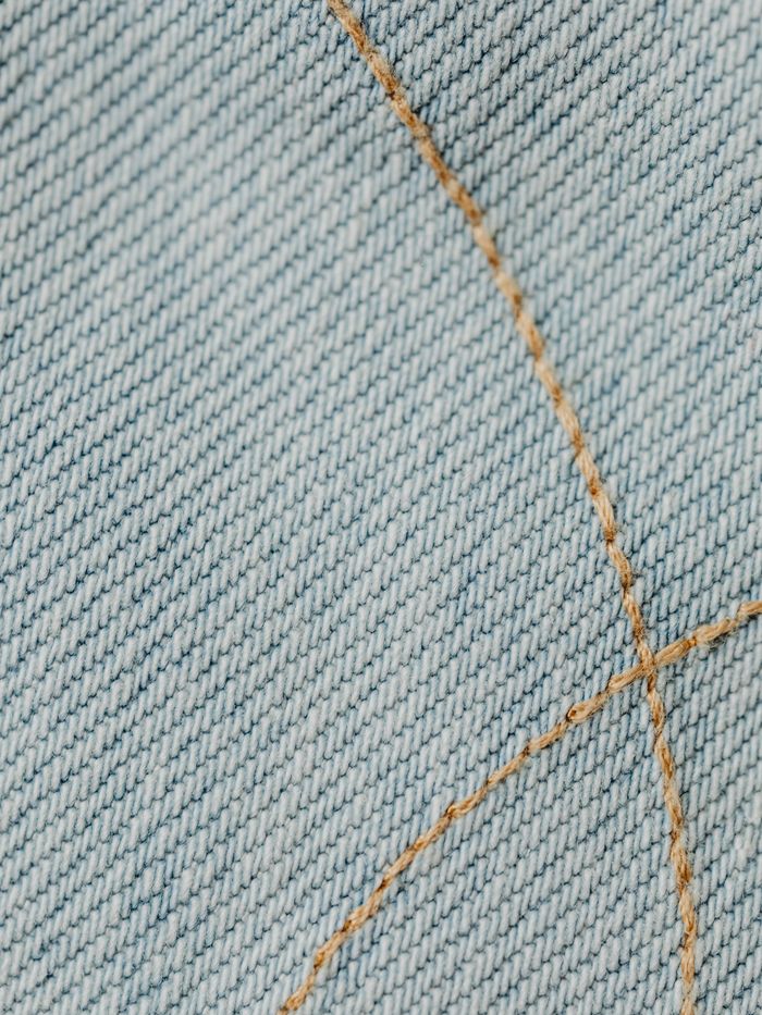 Embroidered line on fabric
