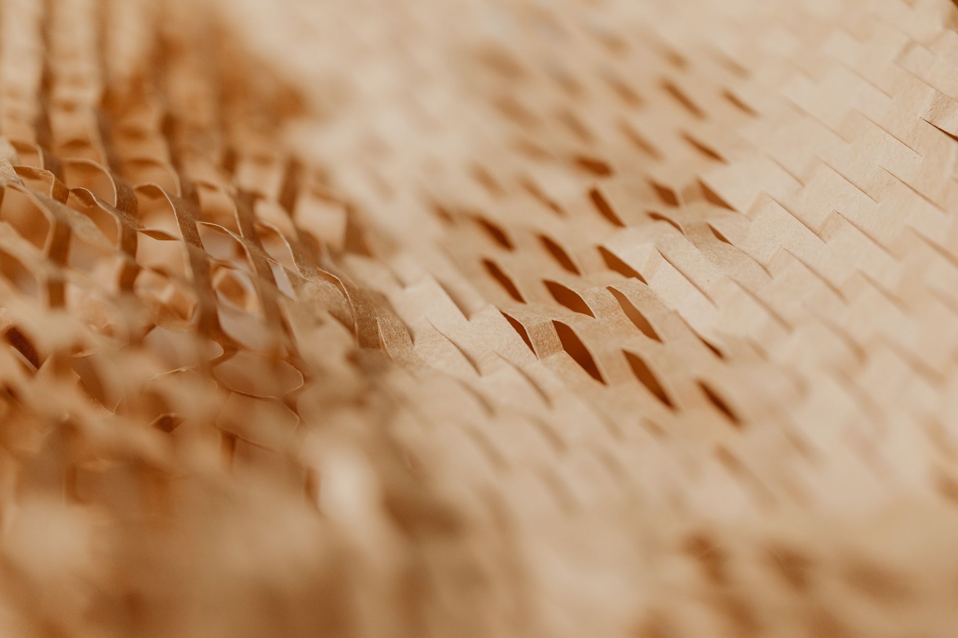 recyclable paper cushioning material close-up in packaging factory