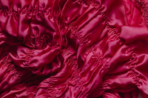 Close-Up Shot of Red Silk Fabric 