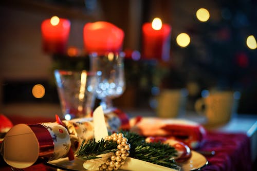 Close-up of a Christmas Table Setting 