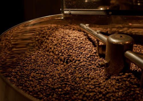 Brown Coffee Beans on a Roaster