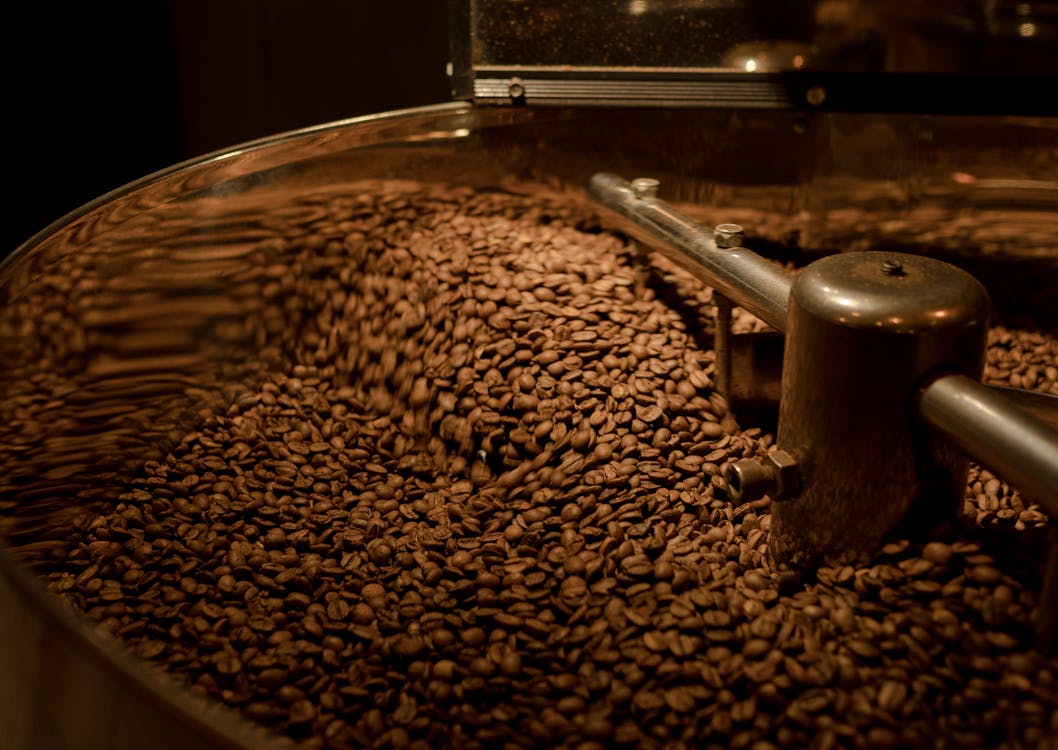 Brown Coffee Beans in a Roaster