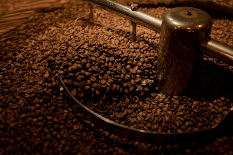 Coffee Beans On A Roaster