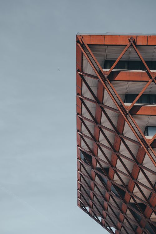 Free A striking view of the Slovak Radio Building in Bratislava featuring its inverted pyramid design. Stock Photo