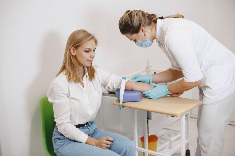 Woman donating blood