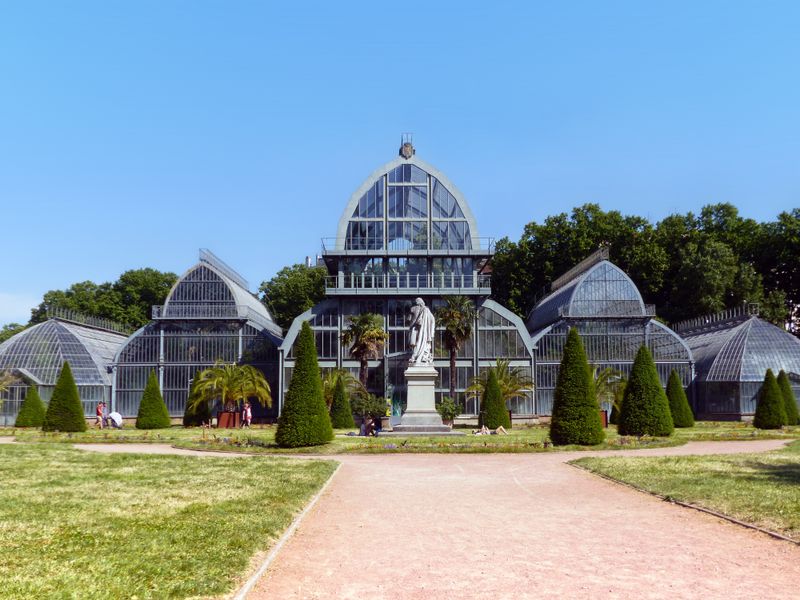 Botanical garden glasshouses in Parc de la Tete d'Or, Lyon