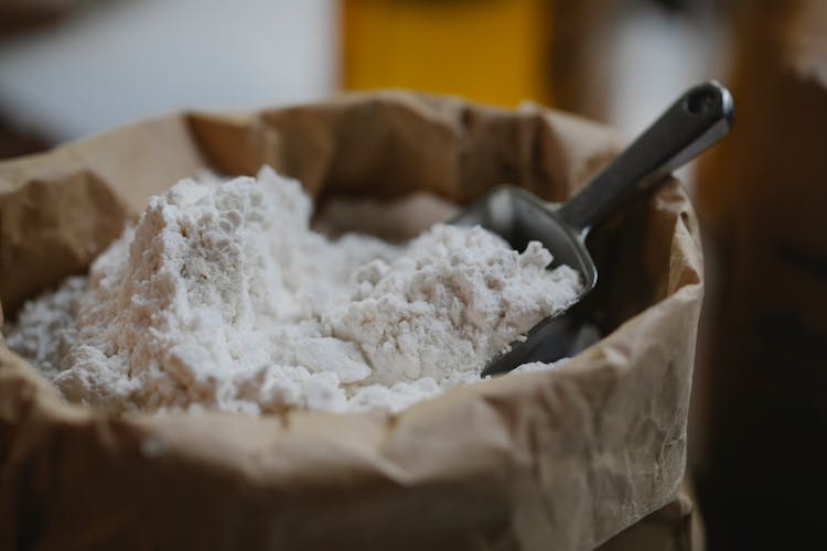 Paper Bag Of Wheat Flour With Stainless Scoop