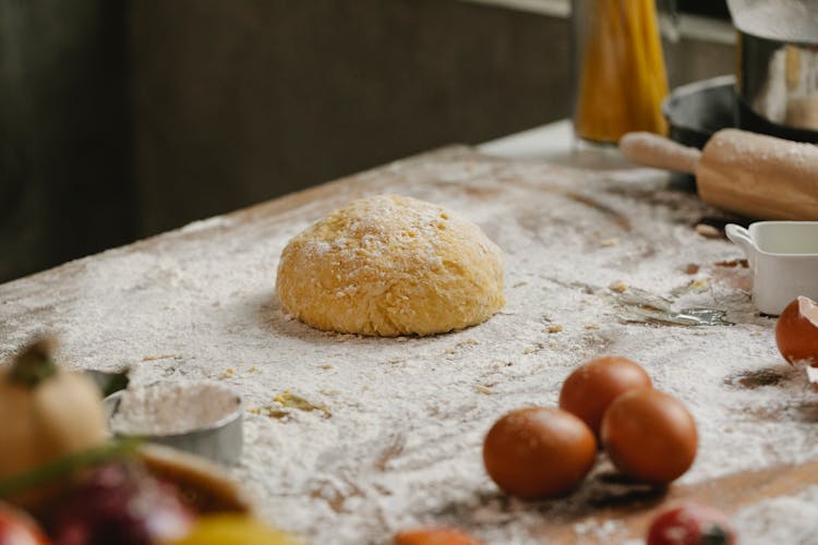 Ball Of Dough On Table