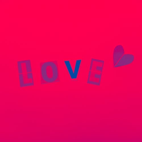 Love Text On Red Background