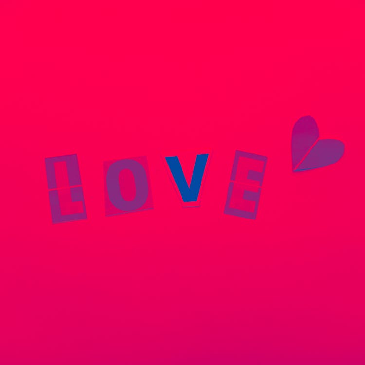 Love Text On Red Background