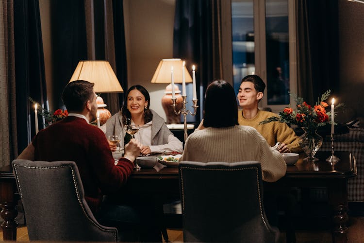 A People Having Dinner Together