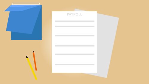 Payroll Management System — Payroll documents arranged on a desk for salary administration